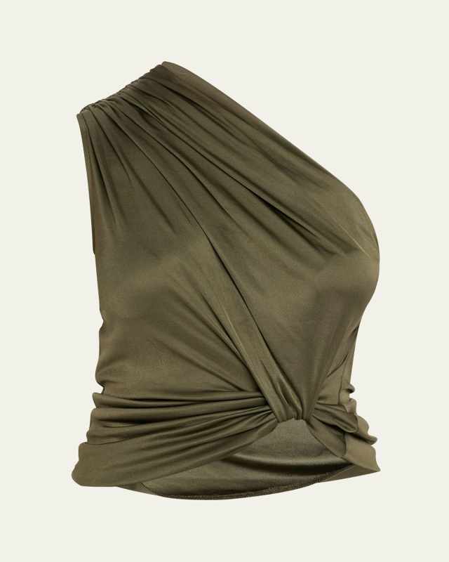 Draped One-Shoulder Jersey Top